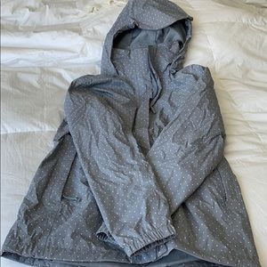 NWOT North Face Gray polka dot rain jacket M